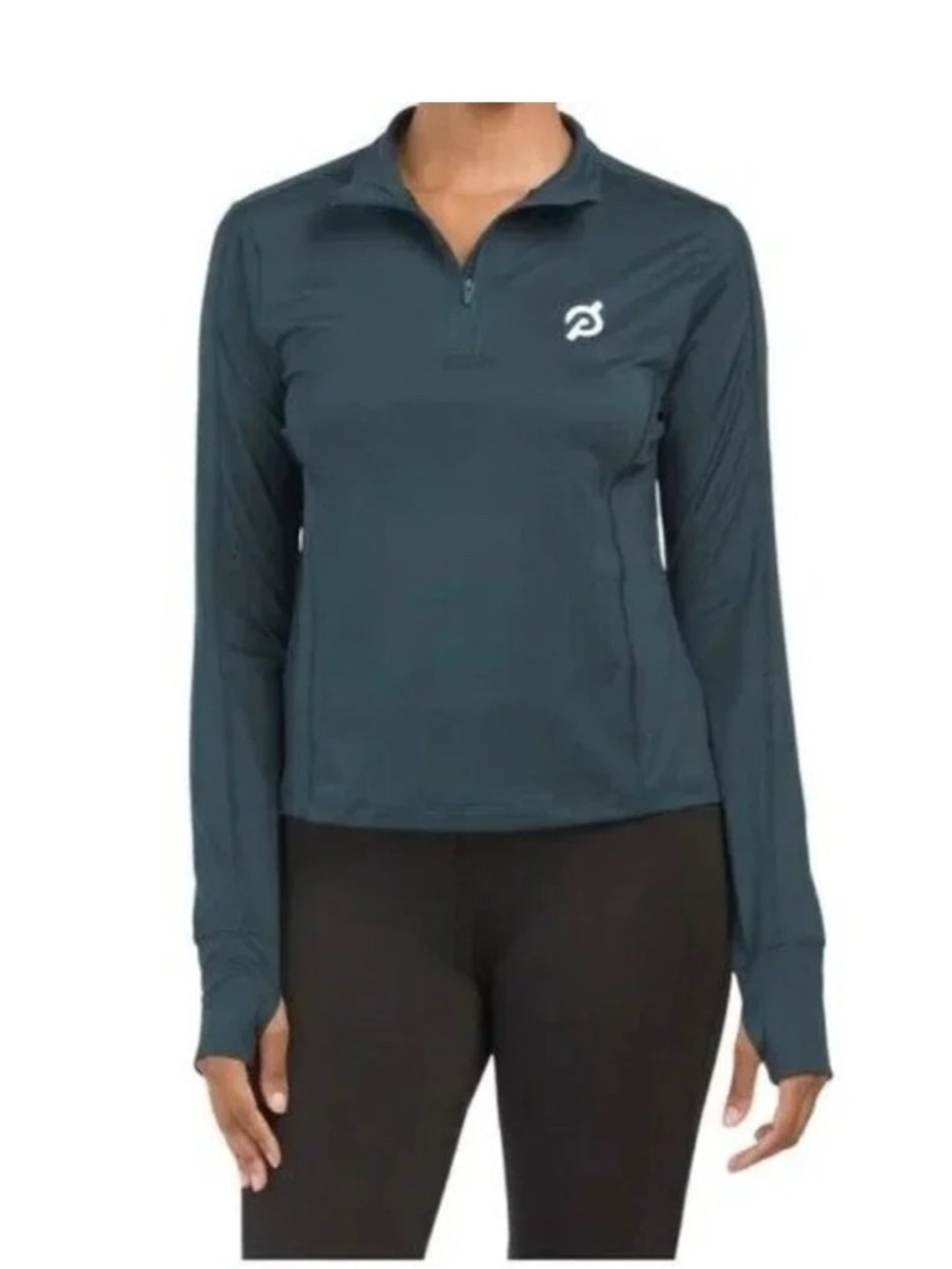 Peloton Navy Blue Long Sleeve Half-Zip Top cropped